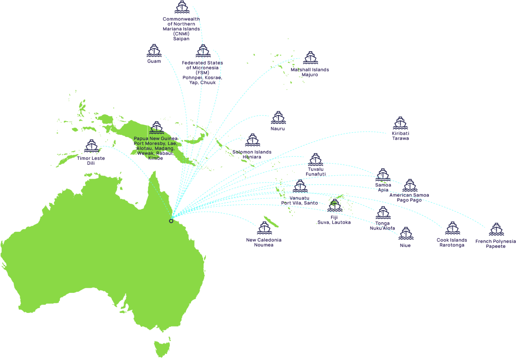 map of ppi service locations in Asia Pacific and Australia